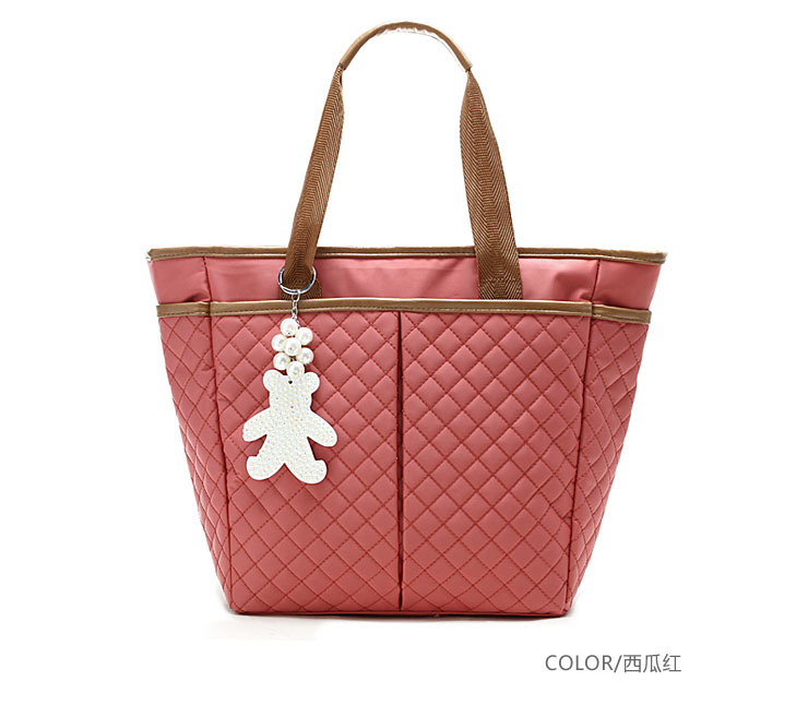 小熊日记系列车线菱格单肩包